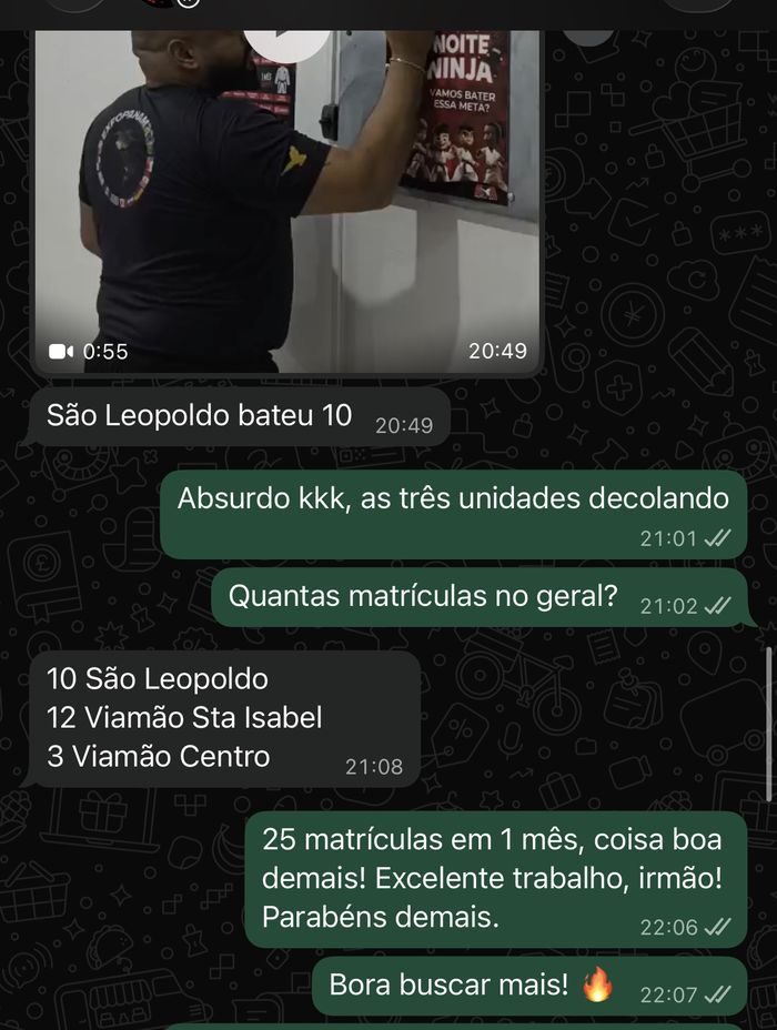 25 matrículas em 1 mês